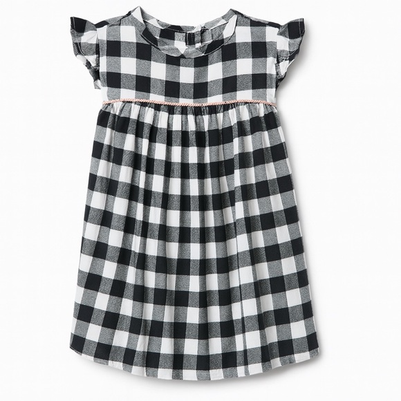 Gymboree Baby Girls 6-12M Soft Flannel Buffalo Plaid Dress Flutter Sleeve - Picture 1 of 2
